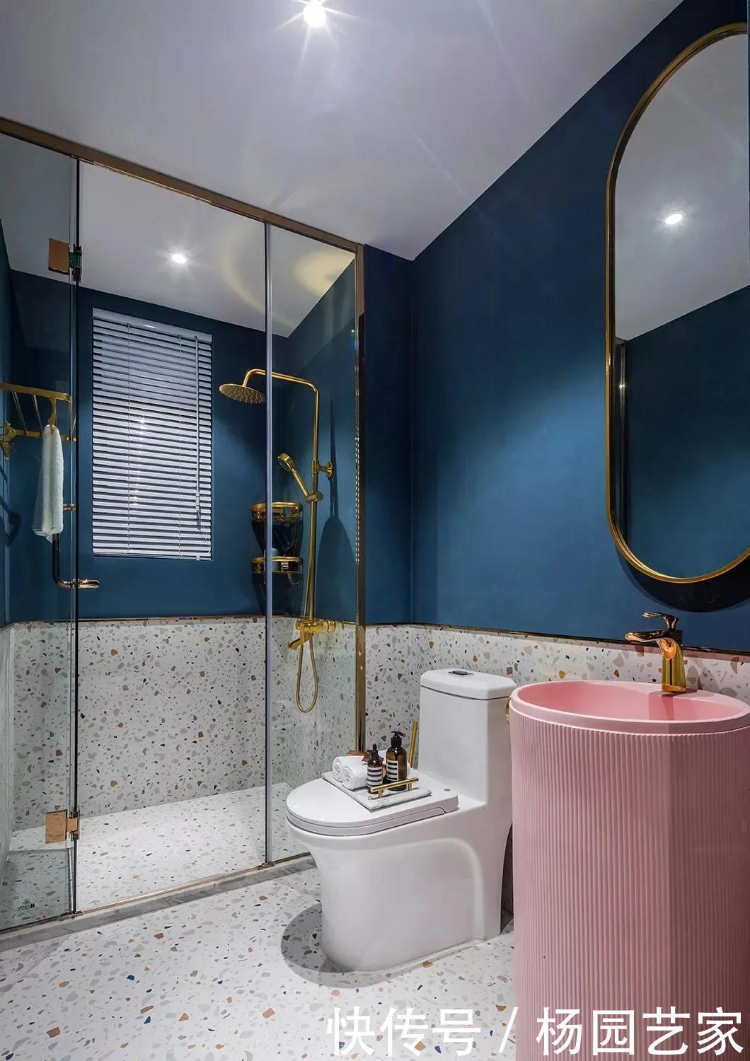 齐家栗子|89㎡现代轻奢风格新房装修,粉+蓝拼色背景墙惊艳!