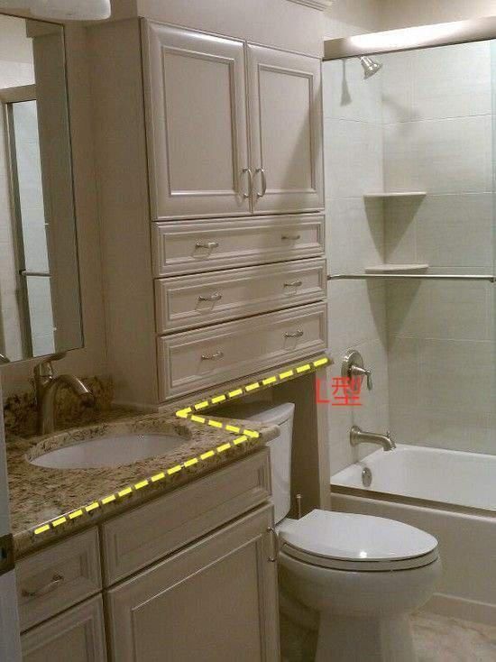 台面|我咋没想到,把L型洗漱台加高1米打柜子,双倍收纳跟别人不一样