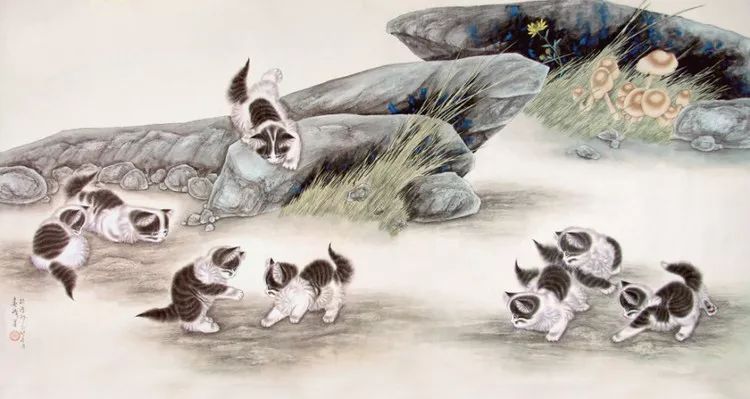 代表作品@米春茂笔下的猫,趣萌可爱,稚气童真