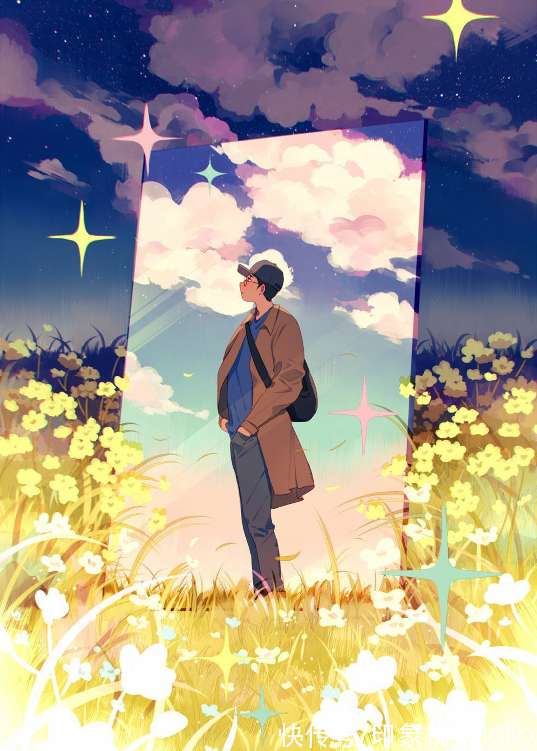 插画@治愈系人物插画作品,色彩中有着独特的朦胧美