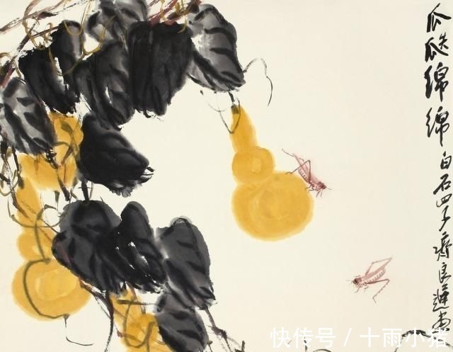 白石老人@齐白石画的小虫子,放大5倍以上欣赏,翅膀上的脉络真实细腻!