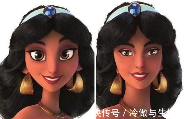迪士尼动画|五官变正常的迪士尼公主,爱丽儿公主最可爱,艾莎女王失去美貌