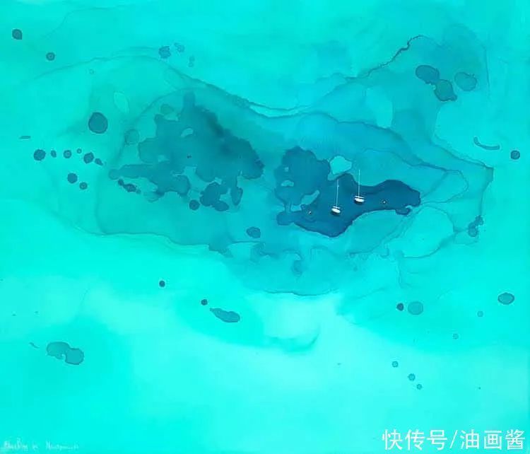 尤莉娅!她的画只有一滩稀薄的蓝色,简单到了极致,同时也美到了极致