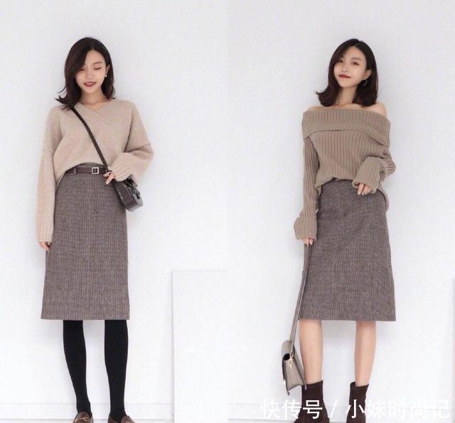 裤装该收一手了, 今年流行: 半身裙+上装, 高级洋气, 女人味十足