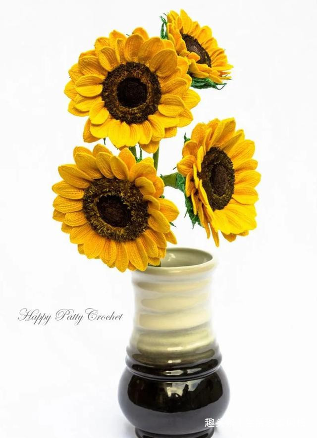 毛线钩针编织向日葵合集，DIY手工编织附图解教程