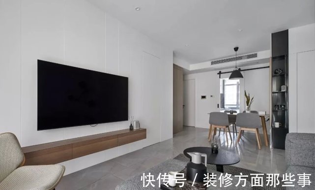 三居室|90平现代风三居室，利用玄关打造双面柜体增添空间收纳