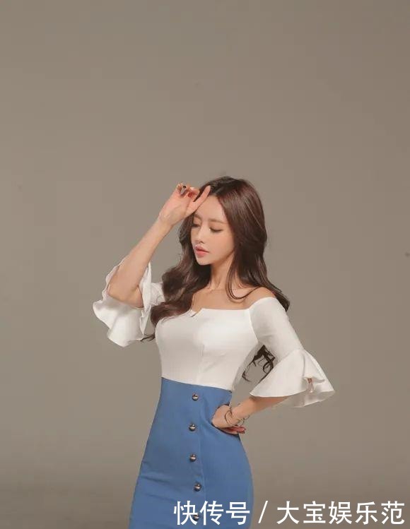 纯色|美女鉴赏:雪扉纯色公主荷叶包臀裙