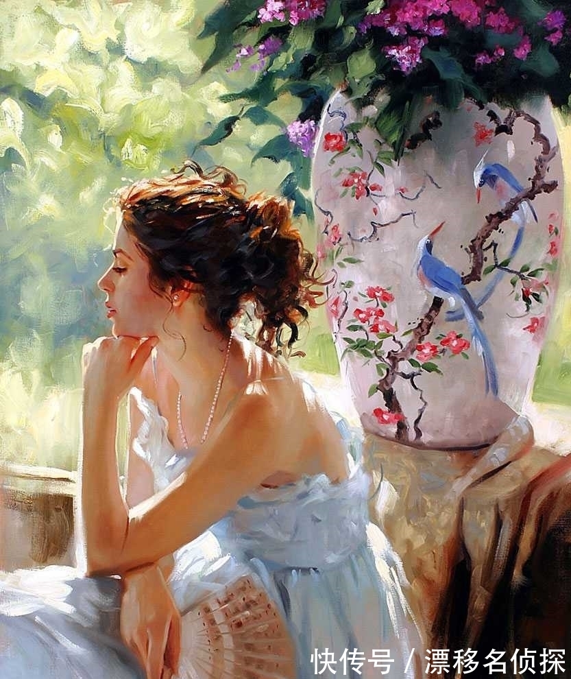 绘画#明艳的色彩中迸发出唯美惊艳的女性魅力——擅画女人的约翰逊