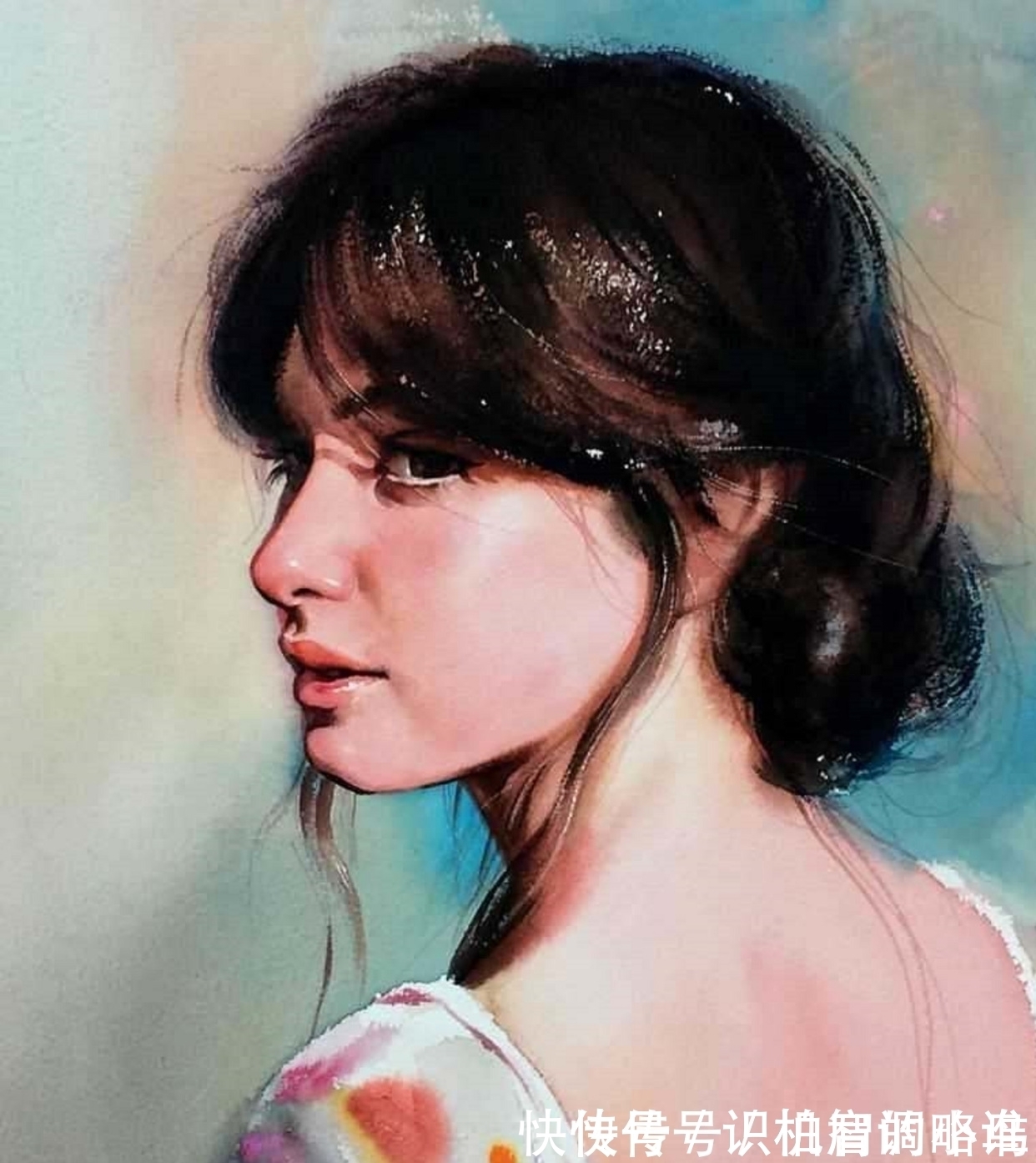 人物形象#韩国水彩肖像画的“天花板”级人物——“大触之神”郑勋成