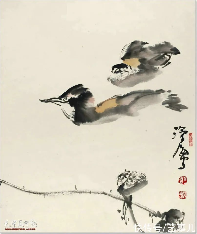 库尔勒!尹沧海教授荷花水禽作品欣赏:笔意简率自由 一派天趣自成