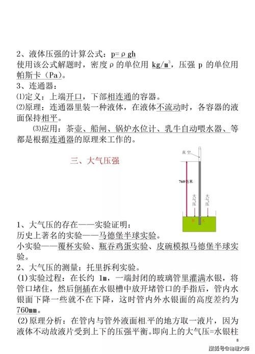 初中物理：八年级下册知识清单！速度保存！