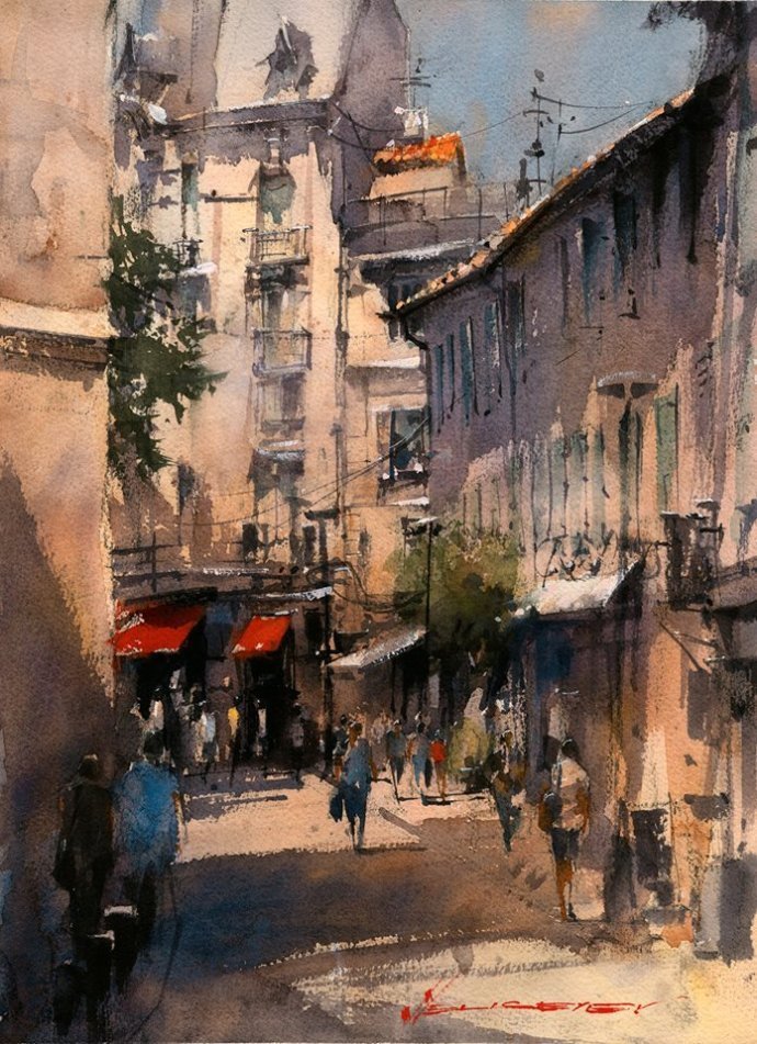 弗拉迪斯拉夫!印象水彩/美国当代艺术家弗拉迪斯拉夫水彩作品