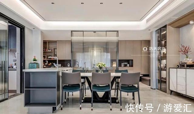 餐厅|175㎡三居室现代轻奢实景,感受去繁化简之美!