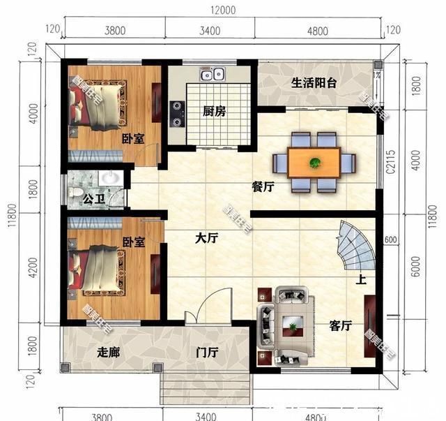 面砖|2栋面宽12米,造型简约的小别墅,每户卧室4-5个