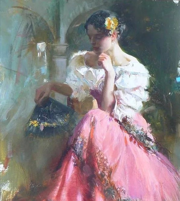 人物#皮诺德埃尼的油画人物，色彩斑斓，动静结合，光彩照人