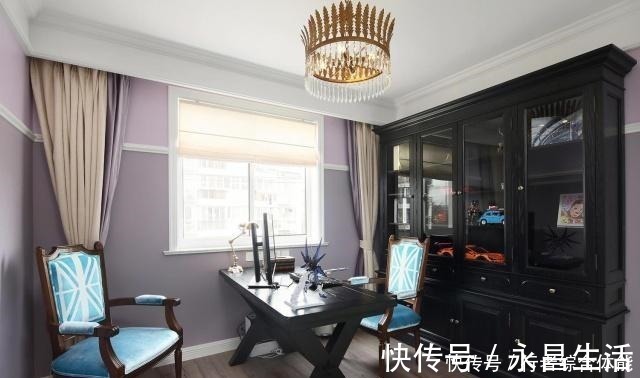 空间|140㎡美式风格三居室，玄关装了玻璃窗让家既美观又开阔！