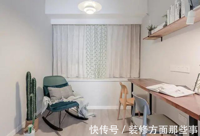 书房|94㎡低饱和度的莫兰迪色系三居室,打造清新的浪漫