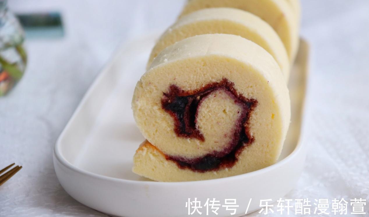 蓝莓酱|自制蓝莓蛋糕卷,做法不难,味道比买的强多了