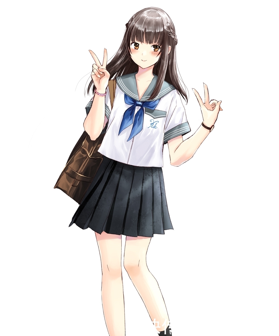 天使|校园风水手服女孩与天使，画师: 和遥キナ