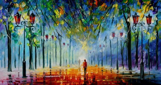 leonidafremov&现代印象以色列画家leonid afremov调色刀创作的缤纷炫丽油画