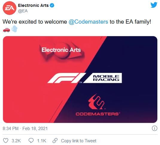 a8744|电子艺界正式确认收购Codemasters
