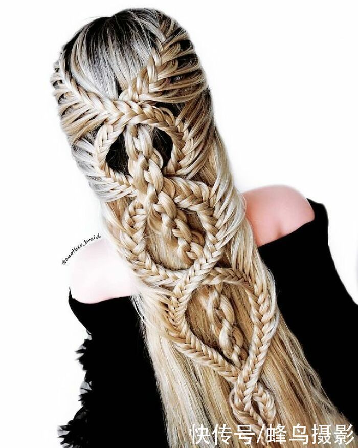网红达人|65张编发照片,这哪是编头发分明是画画,图3这发型一次要半天