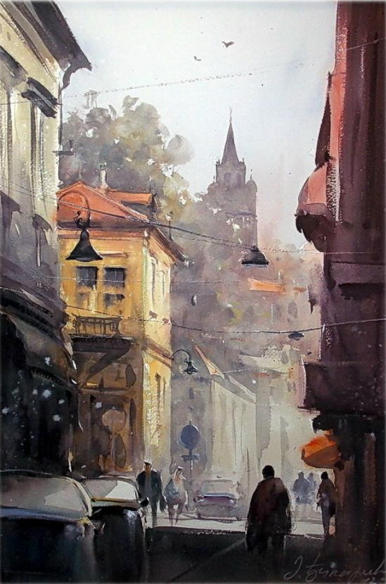 水彩画!水染的建筑与街道,塞尔维亚水彩画大师Dusan Djukaric作品(一)
