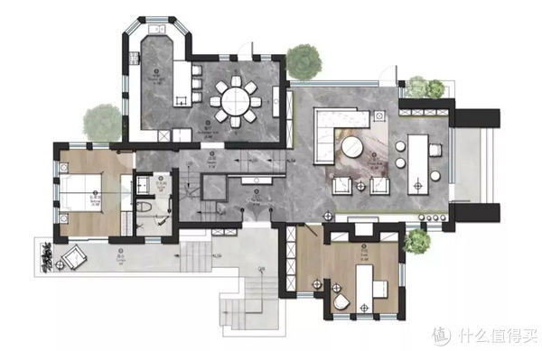 平面|上海430㎡极简新中式别墅,超大花园,让人过目难忘