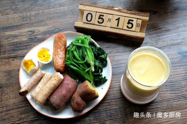 水煮西兰花|29天早餐分享,一人份,有荤有素有粗粮,自己做的早餐就是香