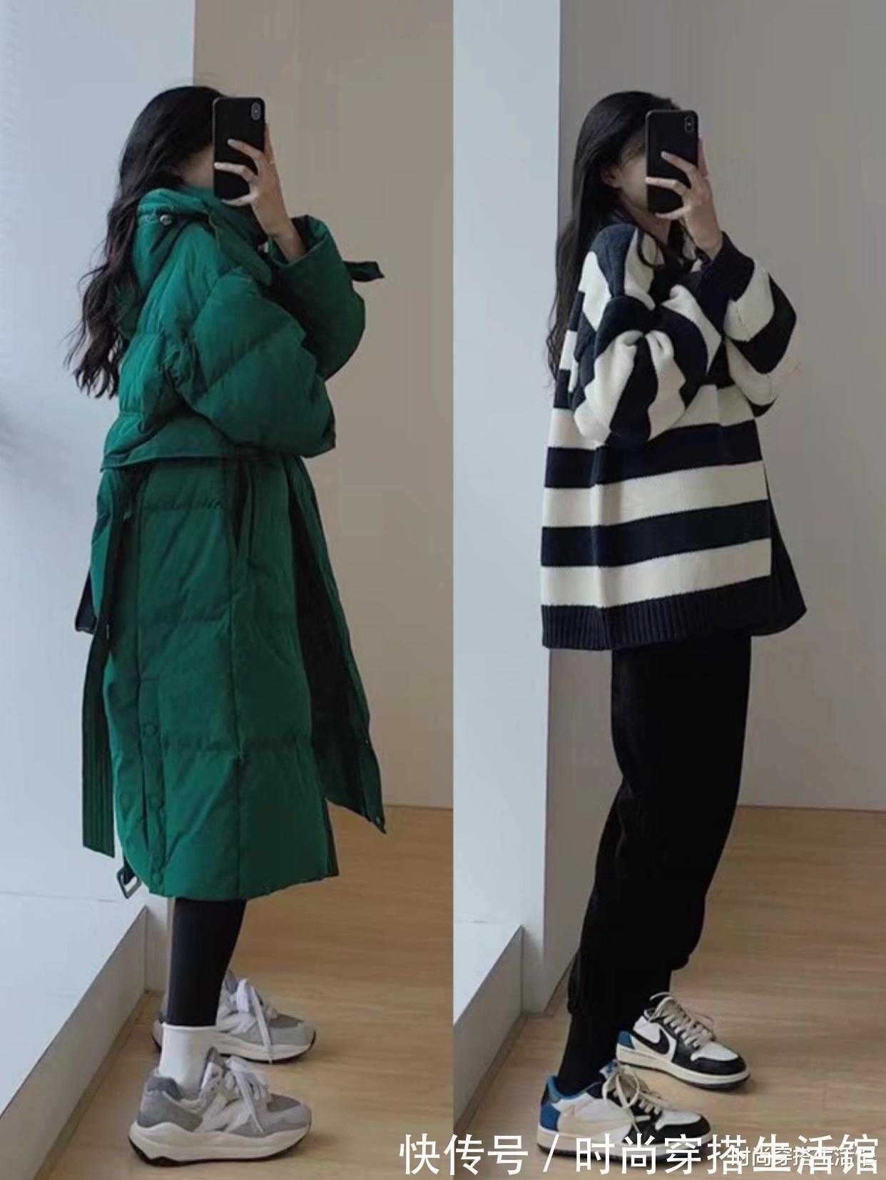 鲨鱼裤|羽绒服下面不一定配裙子,现在流行这样穿,时髦保暖,冬季穿很美