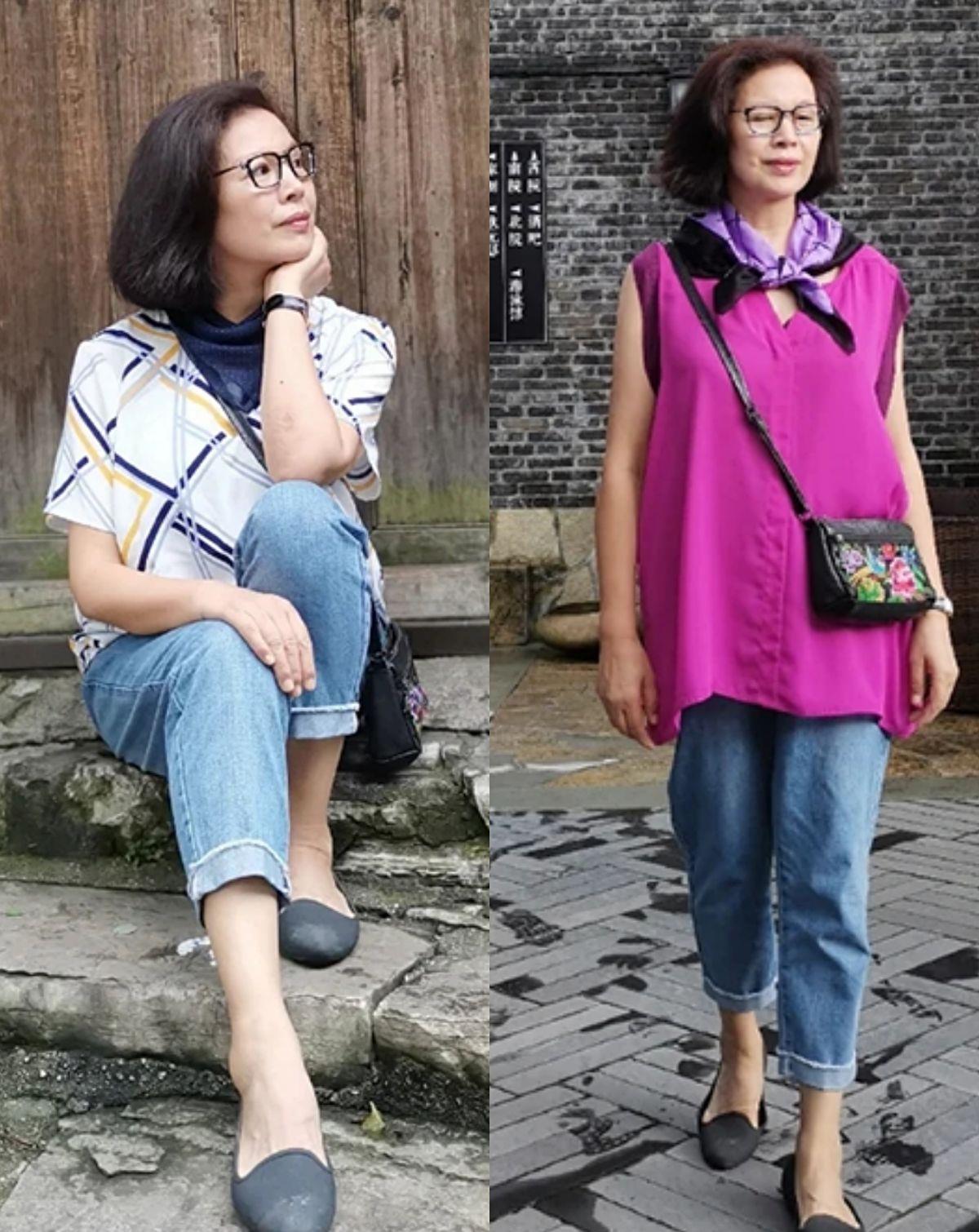 紧身裤|这才是60岁女人最好的打扮,“九分裤+平底鞋”,简约舒适又气质