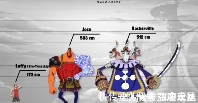 路飞|海贼王身高对比图,海王类以5000米称霸,路飞身高不及白胡子膝盖