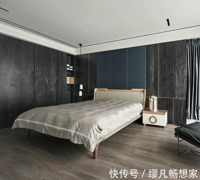 轻奢|129平现代时尚轻奢空间,黑白灰3色低调沉稳,地砖打造水墨画风格