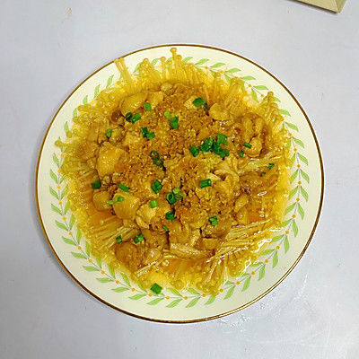 鸡腿肉|蒜蓉金针菇蒸鸡腿肉