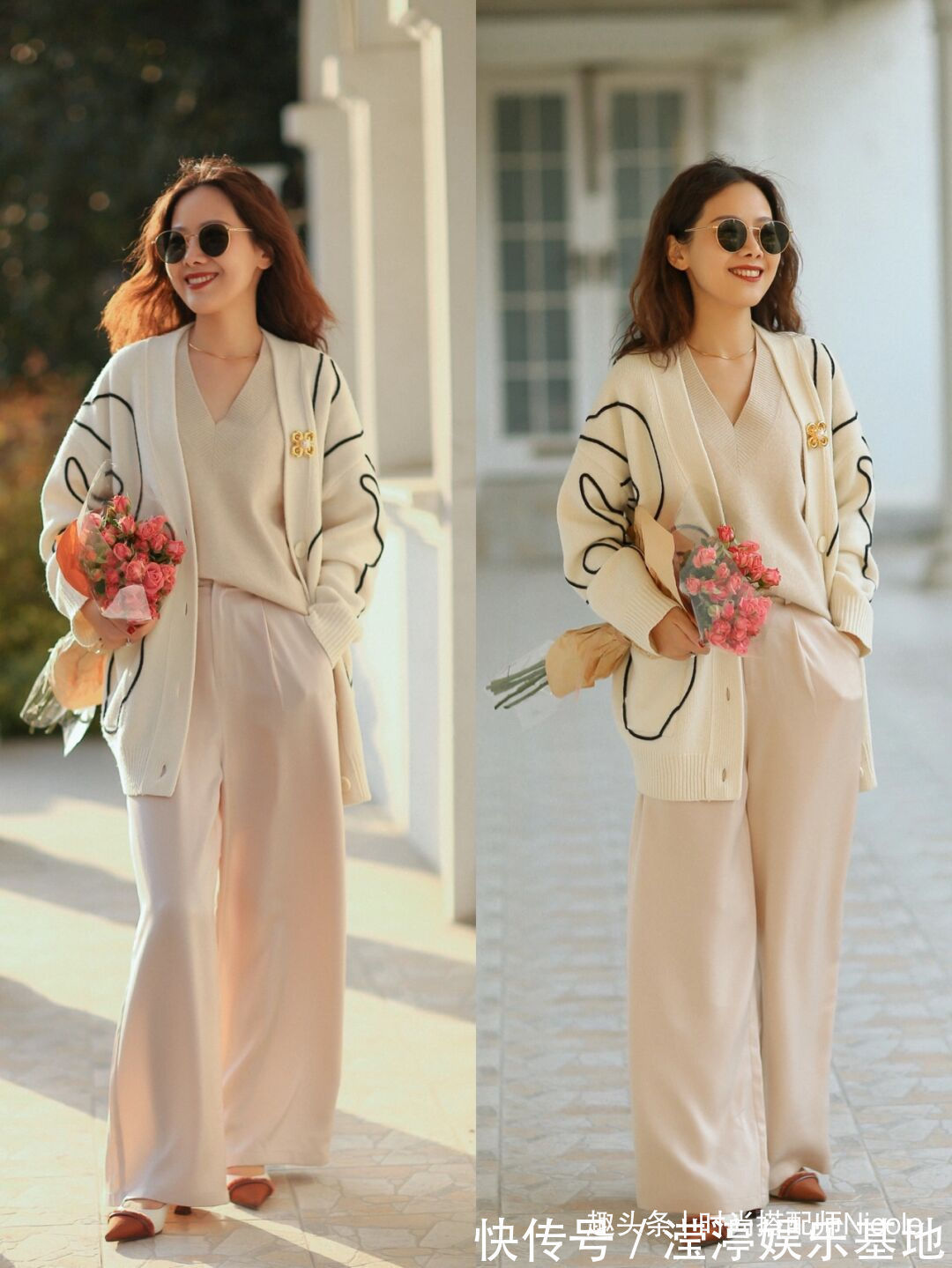 nicole 今秋火了一种穿法:叫“毛衣+毛衣”,温暖又时髦,谁穿谁美