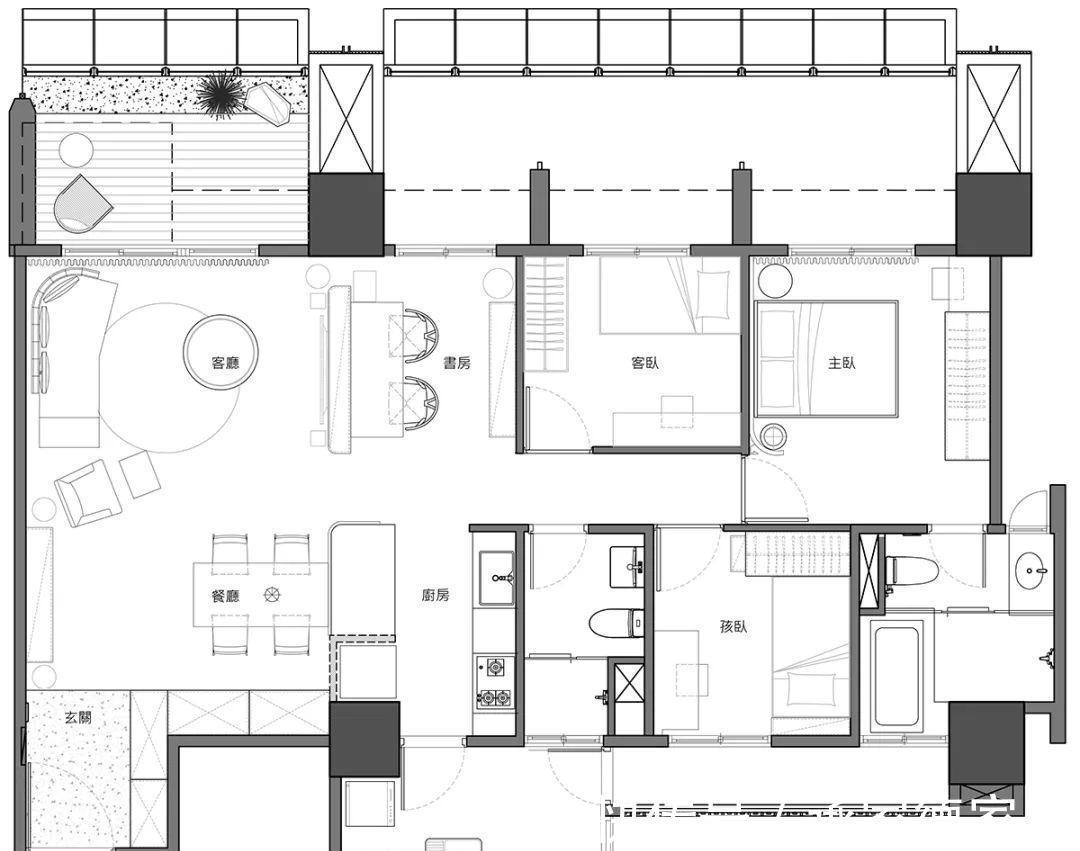 三居室|86㎡三居室装修，开放式书房、多功能电视墙，精致有格调！