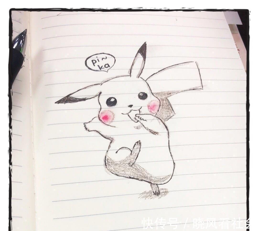 初中生!同样是画皮卡丘,小学生呆萌,初中生可爱,看到大学生,盘他