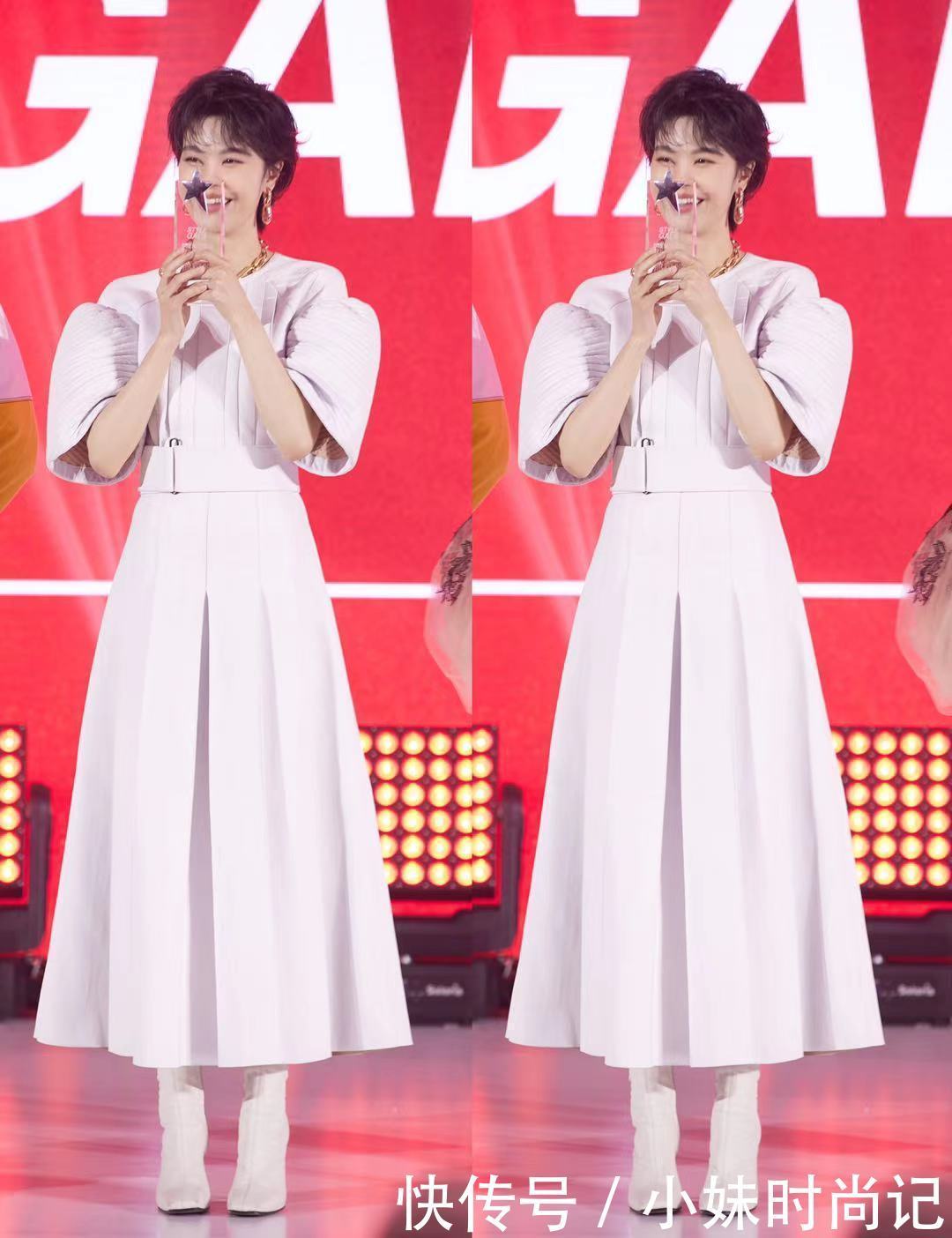 又被郁可唯的穿搭给迷到了,白色系连衣裙版型超正,谁穿都能起范