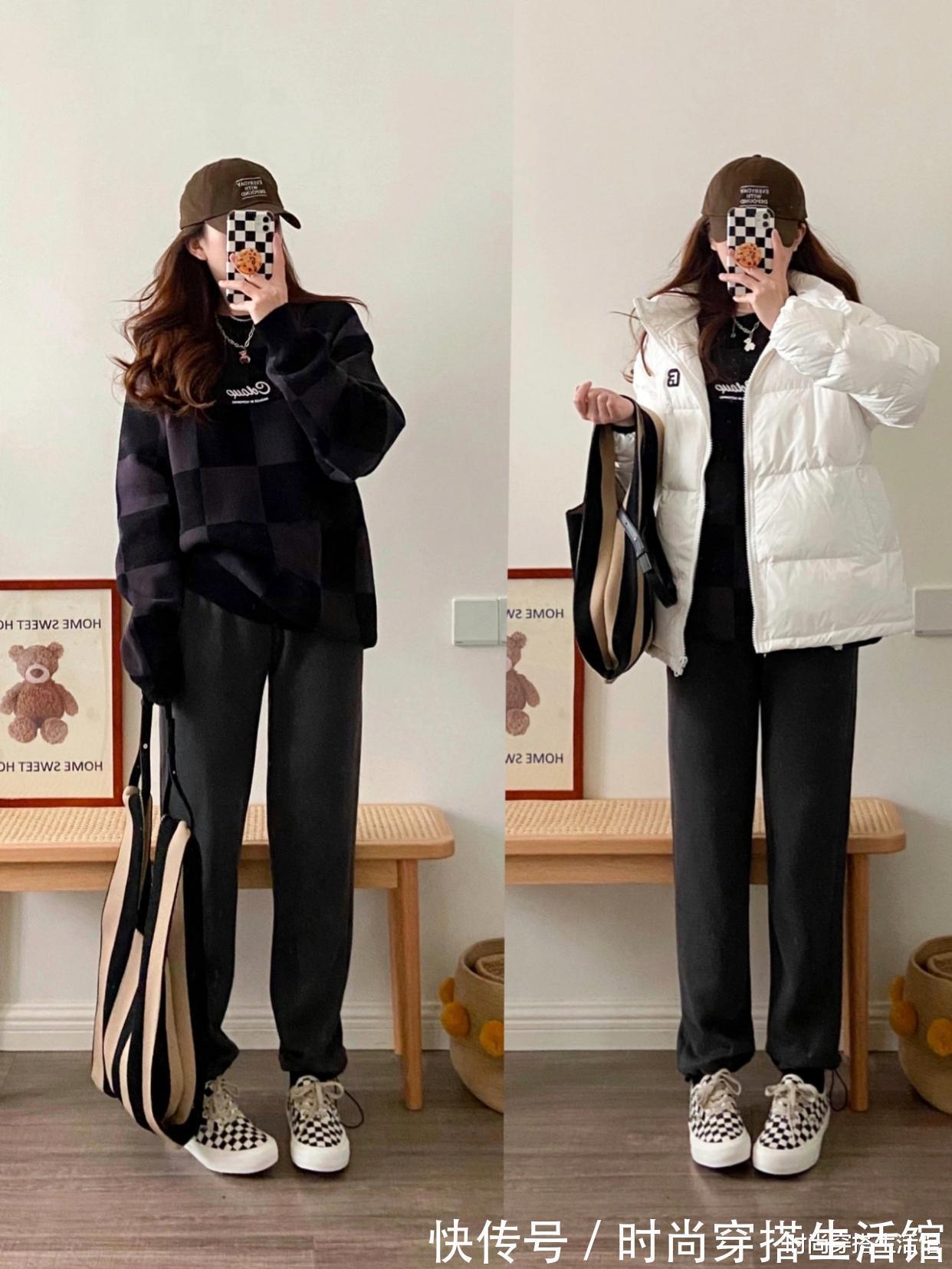 格纹裤|?这位时尚博主的穿搭真圈粉,简约大方又气质,冬天就这么穿超美