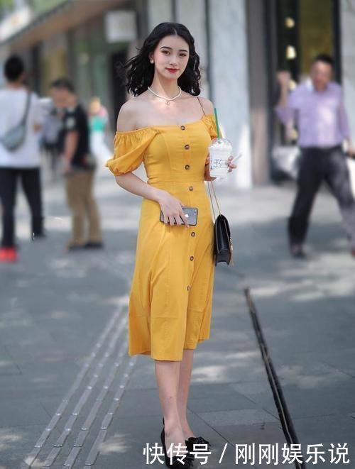 连衣裙|漂亮的橙色连衣裙,要有一双高跟鞋来衬托,要选择粗跟还是细跟?