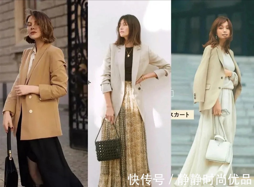 裙装 西装不一定搭裤子!40岁的女人都爱“西装+裙子”,简约优雅