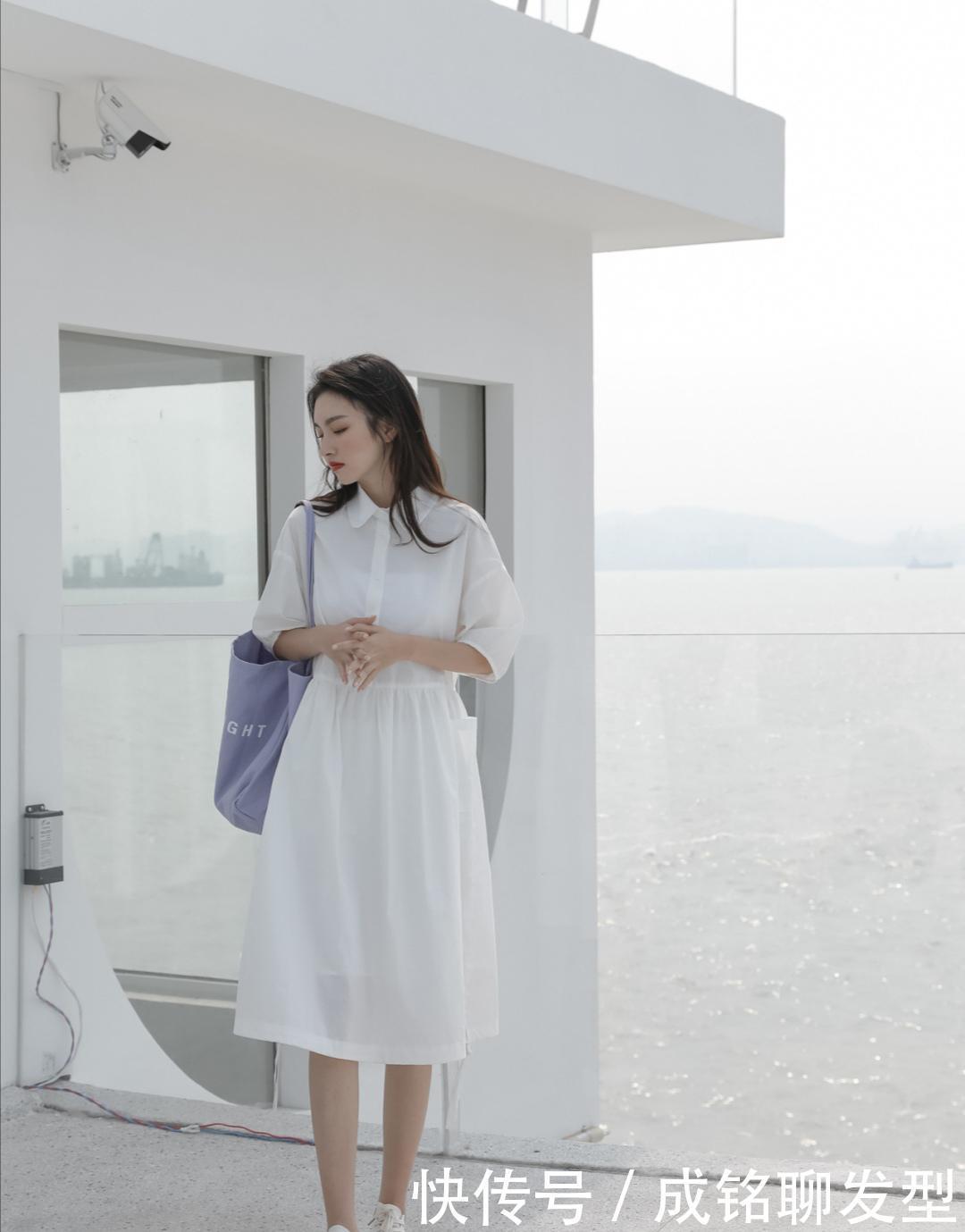 收腰感|四十岁后靠气质稳赢，学日本女人的衬衫裙穿搭，照着穿显瘦又时髦