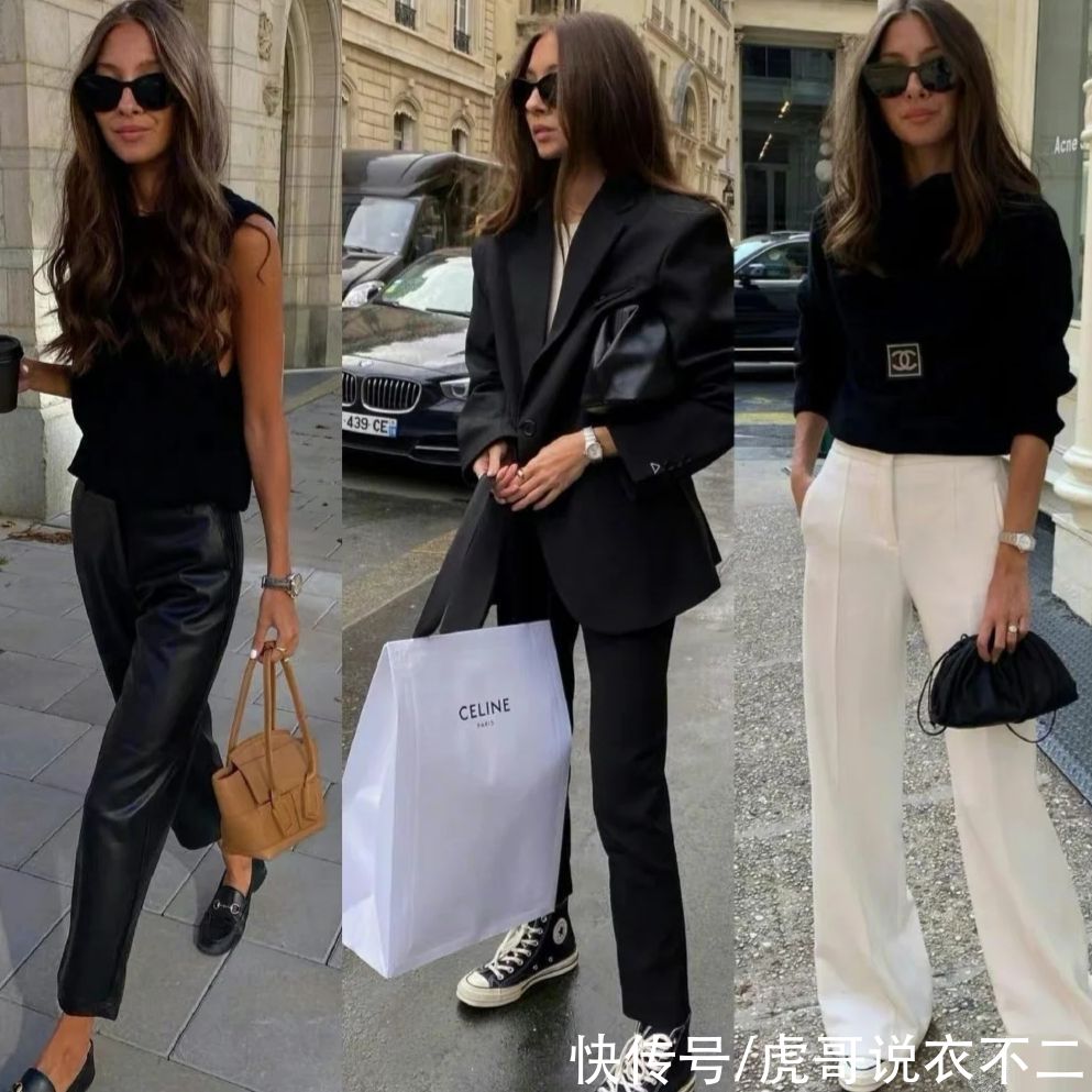 谁说春夏穿黑白色显老气？她靠黑白搭配成赢家，简约优雅又高级