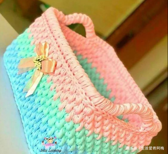 布条这样钩织，快速变收纳筐，放家里不好用吗DIY编织附教程