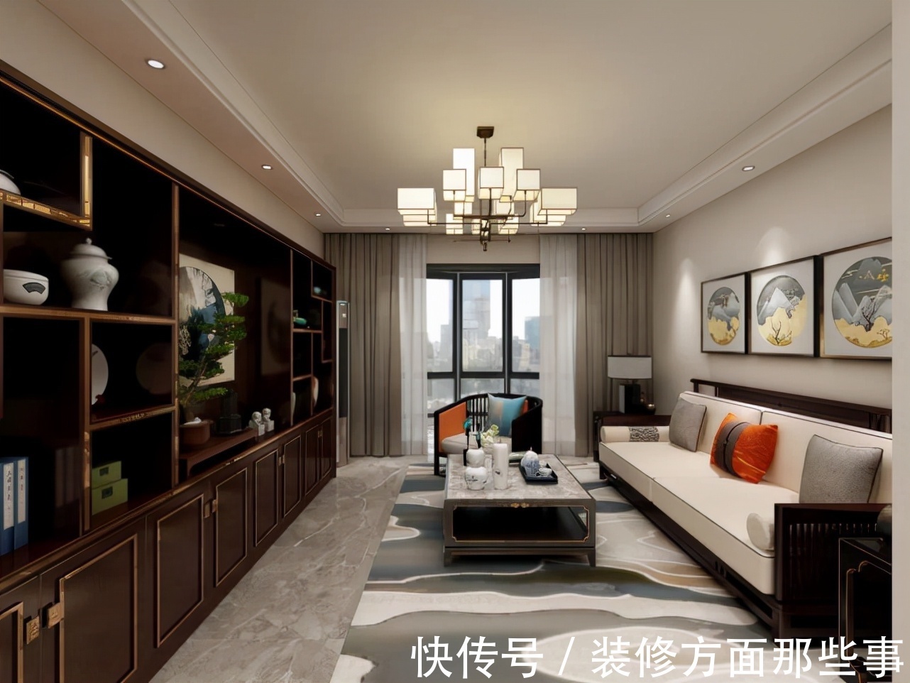 卫生间|95平新中式二居室,对称、留白、方圆的美展现得淋漓尽致