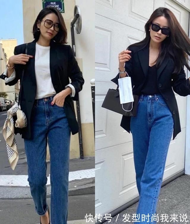 阔腿裤 越简约越高级,牛仔裤4个搭配示范和2个注意事项,建议收藏起来!