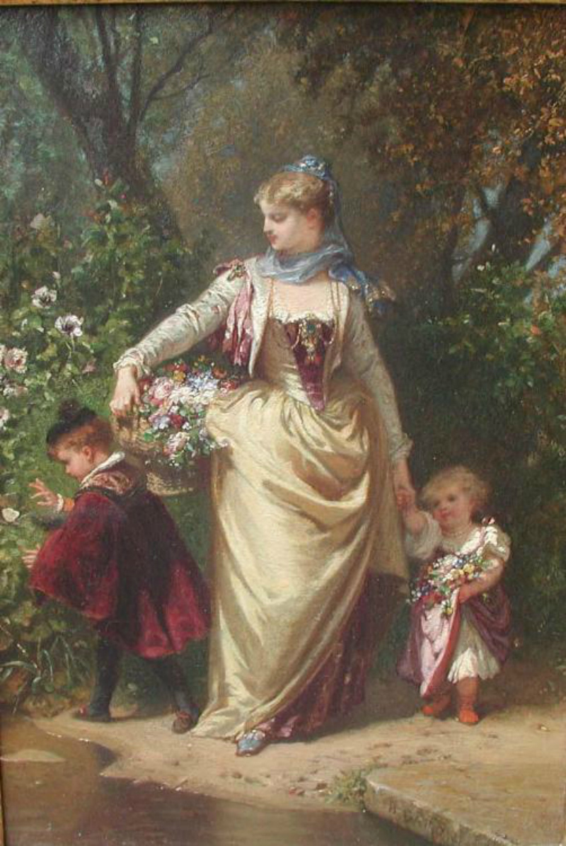 安托万!法国画家亨利·查尔斯·安托万·男爵嬉闹的生活人物油画