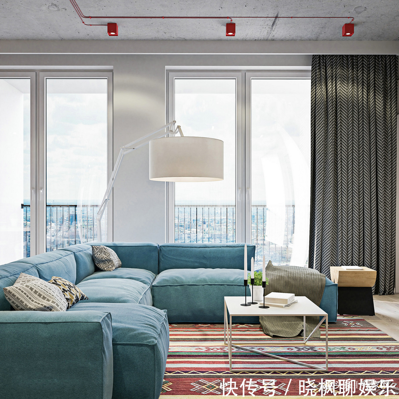 工业风|110m2工业风,不规则灯饰,民族风地毯,落地窗,释放生活压力!