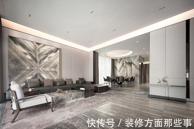 书房|108平中式三居室,莫兰迪色的运用演绎现代奢华空间