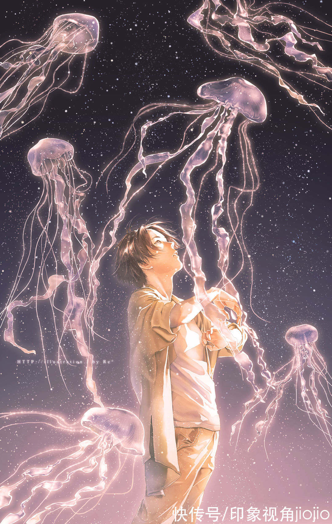 光影！光影中的美少年插画，淡淡的色彩表达颇具美感